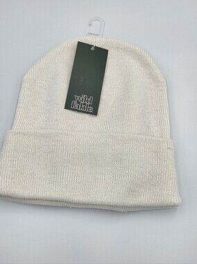wild fable Cream Fold-Over Ribbed Knit Beanie Nwt